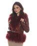 Mongolia - Giacca Donna Bordeaux in vera pelle e vera pelliccia