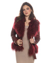 Mongolia - Giacca Donna Bordeaux in vera pelle e vera pelliccia