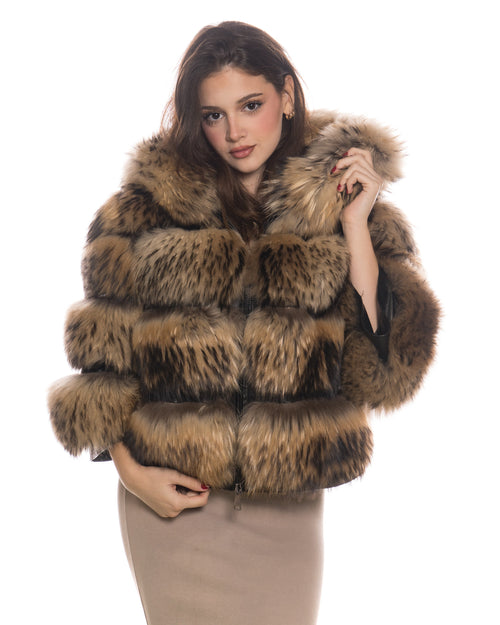 Perla - Giacca Donna Cuoio in vera pelle e vera pelliccia