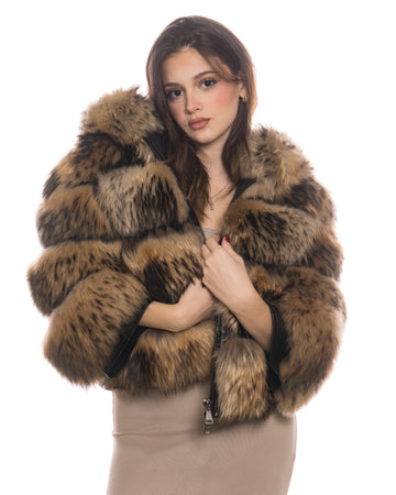 Perla - Giacca Donna Cuoio in vera pelle e vera pelliccia