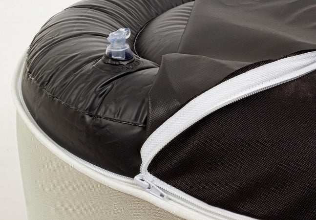 Pouf "Rihanna" gonfiabile con tessuto in spun poliestere con cerniera a scomparsa