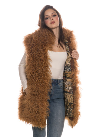 Luciana - Giacca Donna Cuoio in vera pelliccia