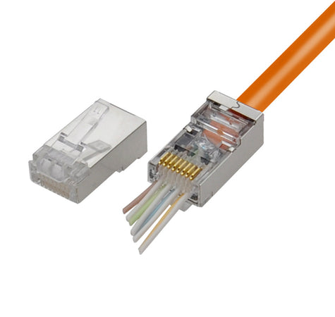 Confezione 100 Plug modulari RJ45 Passanti Cat6 STP