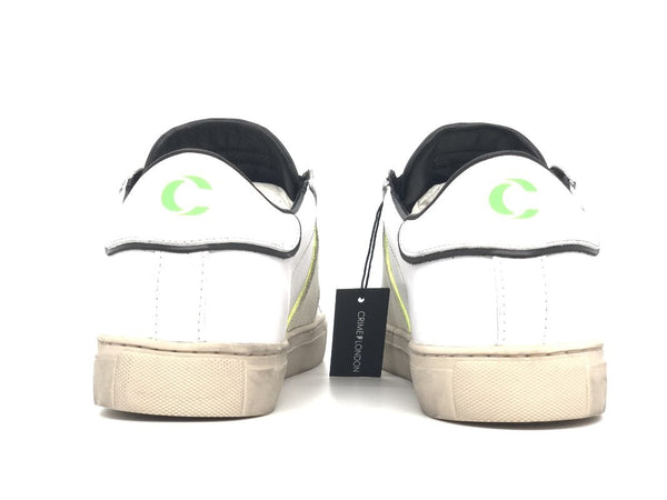 CRIME LONDON Sneaker uomo Low Top Essential Bianche/ Fluo