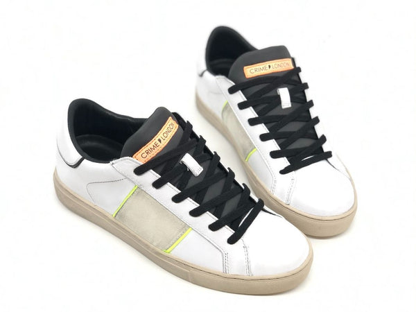 CRIME LONDON Sneaker uomo Low Top Essential Bianche/ Fluo
