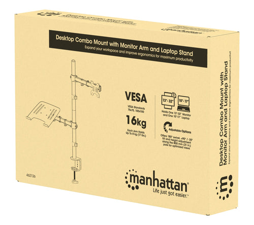 Supporto da Scrivania Braccio per Monitor 13-32'' e Mensola per Laptop