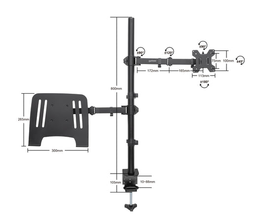 Supporto da Scrivania Braccio per Monitor 13-32'' e Mensola per Laptop