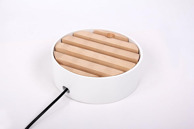 Trellis Charging Dock/4 prese USB Hub/bianco e legno naturale