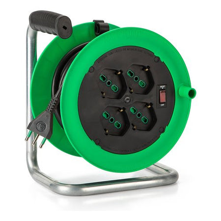 Avvolgicavo elettrico Fanton 146106 ZEUS 4P e interruttore Verde e Ner