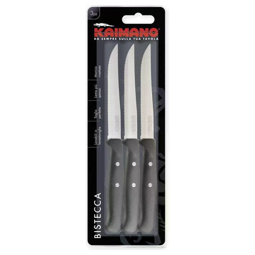 Set coltelli bistecca Kaimano 1023378 PREMIUM Lama denti fini Nero