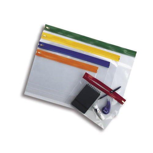 Snopake Zippa-Bag S Polypropylene A3 180 Micron Classic Assorted Colours [Pack 25] -12823