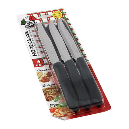 Set coltelli bistecca Marietti 1860 28HB06N HO.RE.CA Lama dentata Nero