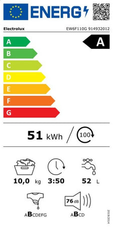 Electrolux EW6F110G Serie 600 Sensicare Lavatrice cm. 60 - capacità 10 kg - bianco