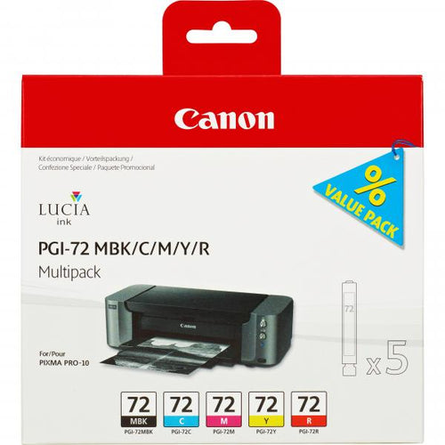 Canon 5 Cartucce d'inchiostro Multipack PGI-72 MBK/C/M/Y/R (CANON PGI-72 MBK/C/M/Y/R MULTI PACK PRO-10 PRO-10S)