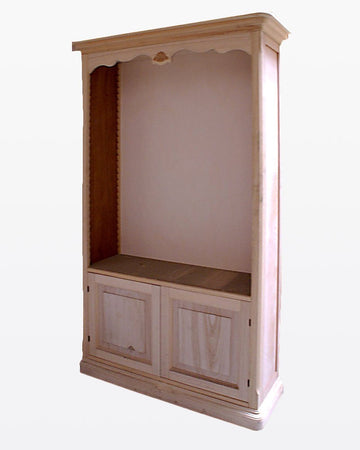 MOBILI 2G - LIBRERIA SAGOMATA CON 3 RIPIANI LEGNO GREZZO 120X42X207