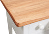 Biscottini Tavolino scrittoio in legno massello di tiglio struttura bianca anticata piano finitura naturale. Made in Italy