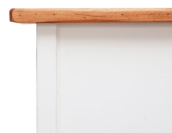 Biscottini Tavolino scrittoio in legno massello di tiglio struttura bianca anticata piano finitura naturale. Made in Italy
