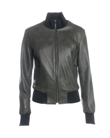 Bomber Donna - Bomber Donna Verde in vera pelle