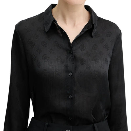 Guess camicia nera logo peony MARTHE W5YH1AWHCR2JBLK