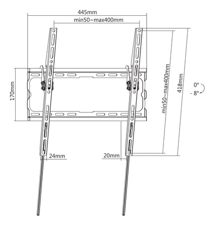 Supporto a Muro Inclinabile per TV LED 32-70'' a Basso Profilo