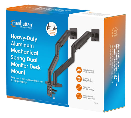 Supporto da Scrivania per Doppio Monitor 17-45'' con Molla Meccanica in Alluminio