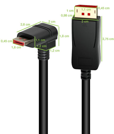 Cavo Audio/Video DisplayPort 1.4 8K M/M Angolato 90&deg 3 metri Nero