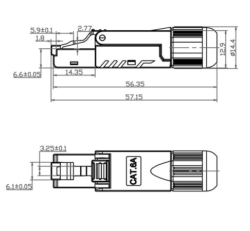 Plug RJ45 Cat.6A Schermato STP Tooless