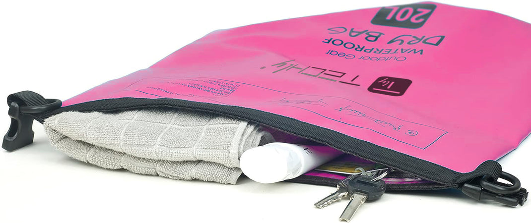 Sacca Impermeabile 20L Dry Bag con Tracolla Regolabile Fucsia