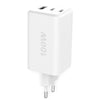 Caricatore Alimentatore GaN 100W 2x USB-C&trade 1x USB-A Power Delivery Fast Charger Bianco
