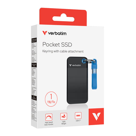 Pocket SSD Portachiavi con Attacco per Cavo USB-C&trade 1TB Nero Blu