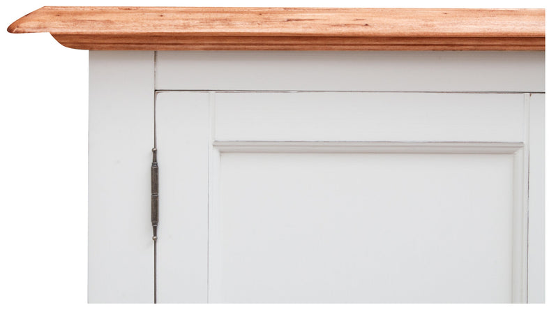 Biscottini Credenza Country 135x45x92 Biscottini Tiglio Bianco Anticato Piano Naturale