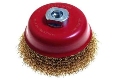 SPAZZOLA A TAZZA FILI ACCIAIO FRULLINO ø mm.60 foro 14 MA PG 485.30 FERR 70805