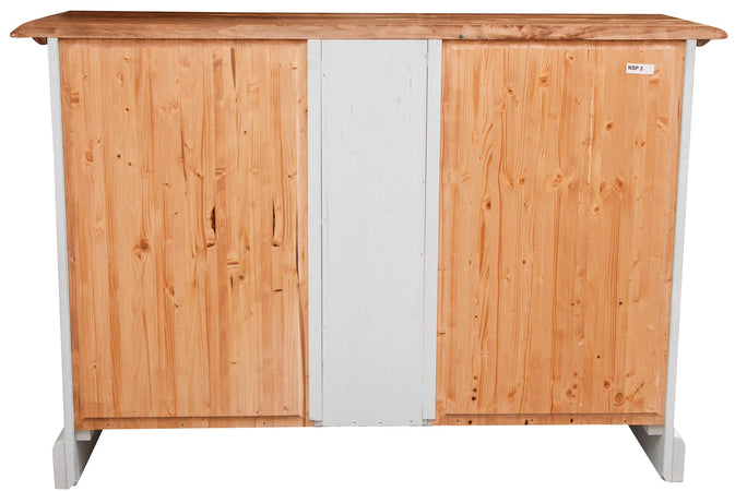 Biscottini Credenza Country 135x45x92 Biscottini Tiglio Bianco Anticato Piano Naturale