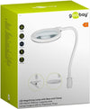 Lampada LED con Lente d'ingrandimento Base di Appoggio e Clip da Tavolo 6W Bianco