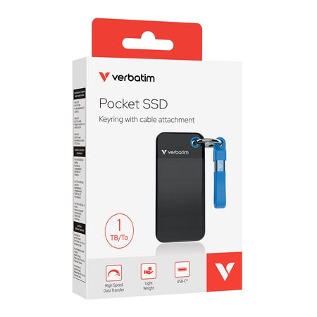 Pocket SSD Portachiavi con Attacco per Cavo USB-C&trade 1TB Nero Blu