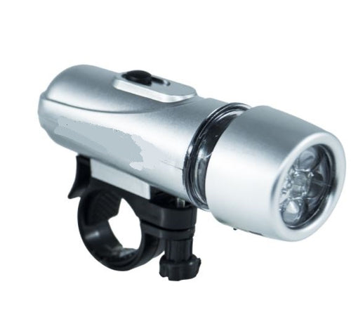 LUCI LED BICI LAMPADA BICICLETTA 5 LED FANALINO SICUREZZA COLORE ARGENTO BC 29