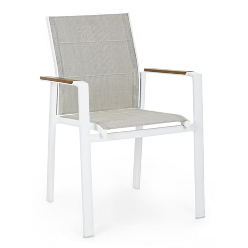 Sedia poltrona Kubik da esterno giardino in alluminio verniciato a polvere con dettagli in legno