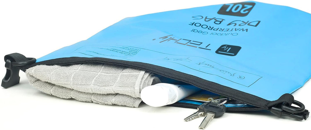 Sacca Impermeabile 20L Dry Bag con Tracolla Regolabile Azzurro