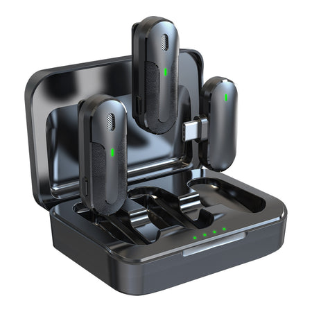 Set 2 Mini Microfoni Lavalier Wireless con Ricevitore USB-C&trade e Custodia di Ricarica, TX301