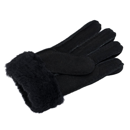 Gloves - Guanti Donna Nero Camoscio in vero montone Shearling - Pelo Nero