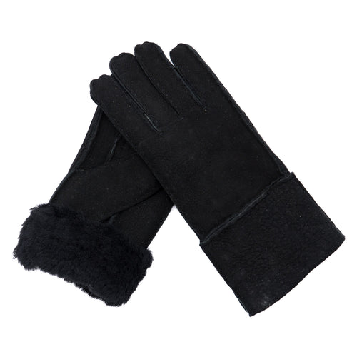 Gloves - Guanti Donna Nero Camoscio in vero montone Shearling - Pelo Nero