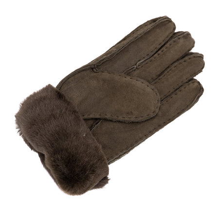 Gloves - Guanti Donna Cuoio Camoscio in vero montone Shearling - Pelo Testa di Moro