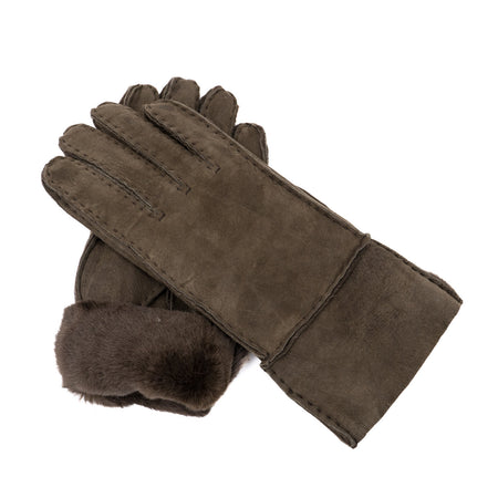 Gloves - Guanti Donna Cuoio Camoscio in vero montone Shearling - Pelo Testa di Moro