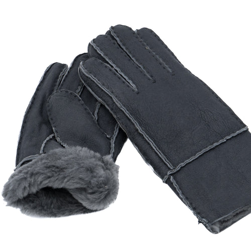 Gloves - Guanti Donna Grigi in vero montone Shearling - Pelo Grigio