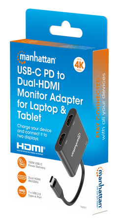 Adattatore USB-C&trade PD a Doppio Monitor HDMI per Laptop e Tablet