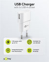 Caricatore USB 1A 5W Compatto Spina Europea Bianco