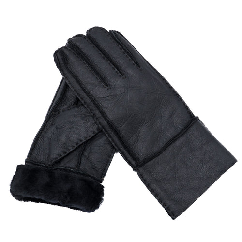 Gloves - Guanti Donna Neri in vero montone Shearling - Pelo Nero