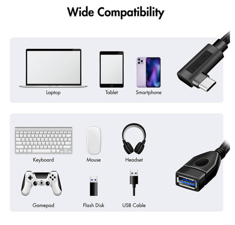 Cavo USB 3.2 Gen2 OTG USB-C&trade Maschio Angolato a USB-A Femmina 0,2 m
