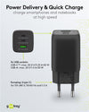 Nano Caricatore Alimentatore GaN 2xUSB-C&trade (PD) + USB-A (QC) da Muro 65W Nero