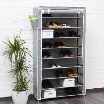 Scarpiera Salvaspazio XXL 45Paia Struttura Metallo e Tessuto TNT 90x30 H160cm Grigio